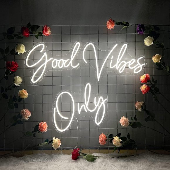 Large Good Vibes Only Neon Sign Wall Decorations - Picture 3 of 9